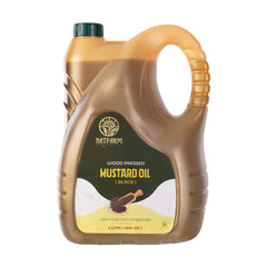 Natfarm Black Mustard Oil, Wood Pressed Pure & Unrefined Cooking Oil with Omega 3, Improves Heart Health & Digestive Health, Rich in Vitamin E with Anti Microbial Properties - 5 Litre