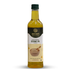 NATFARM Wood Pressed Sesame Oil 1L | 100% Pure & Unrefined | Premium Quality Sesame Seeds | Rich Aroma & Flavor | Ideal for Cooking, Skin & Hair | Natural & Chemical-Free | Rich in Antioxidants