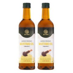 NATFARM Black Mustard Oil, Wood Pressed Pure & Unrefined Cooking Oil with Omega 3, Improves Heart Health & Digestive Health, Rich in Vitamin E with Anti Microbial Properties, 1 Litre (Pack of 2)
